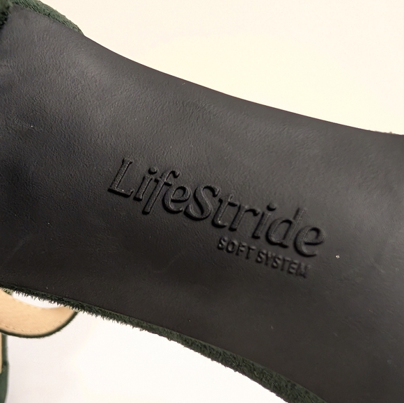 Life Stride Admire Forest Green Suede Ankle Strap Block Heel Pumps - Picture 14 of 16